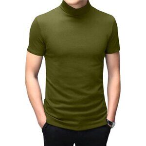 Men's Fashion Mock Turtleneck T-Shirts Long Sleeve Pullover Sweater Basic